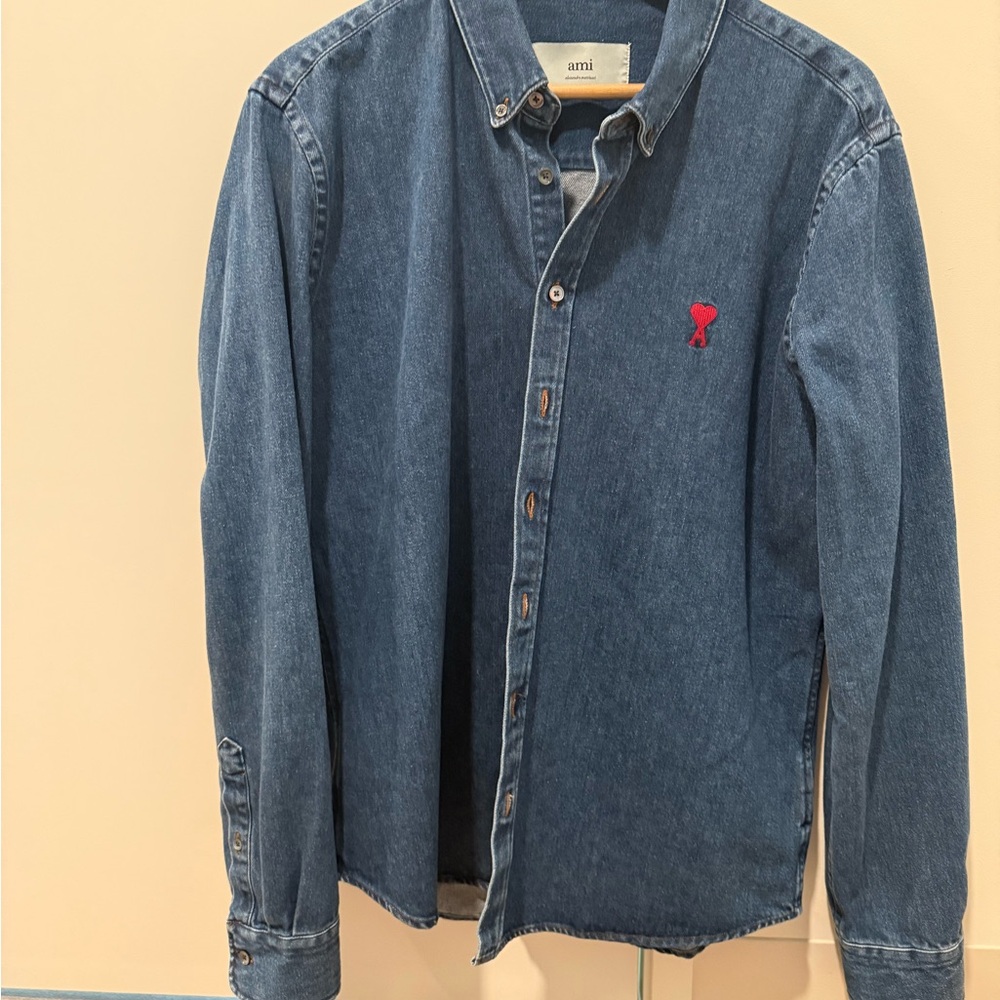 Ami Men's Blue Denim Shirt